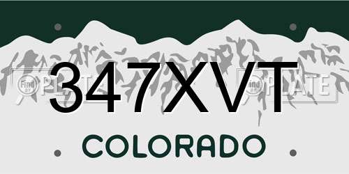 347XVT Colorado License Plate