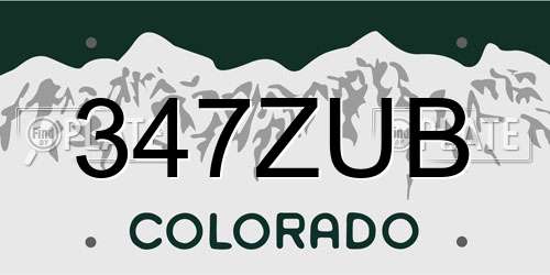 347ZUB Colorado License Plate