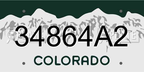 34864A2 Colorado License Plate