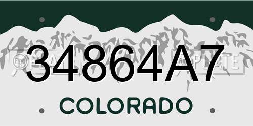 34864A7 Colorado License Plate