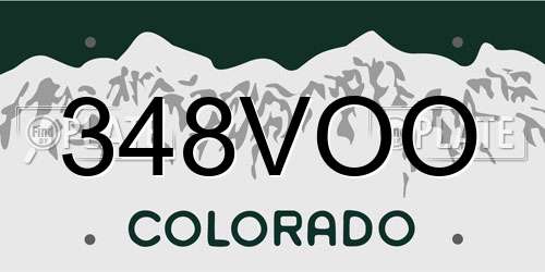 348VOO Colorado License Plate