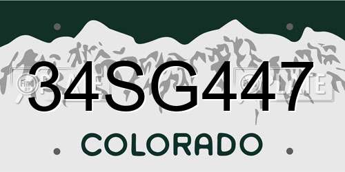 34SG447 Colorado License Plate