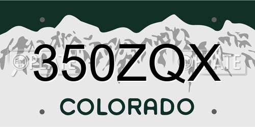 350ZQX Colorado License Plate