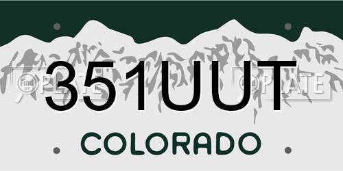 351UUT Colorado License Plate