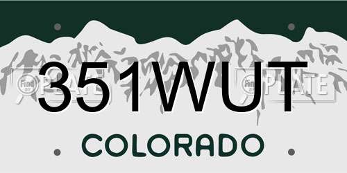 351WUT Colorado License Plate