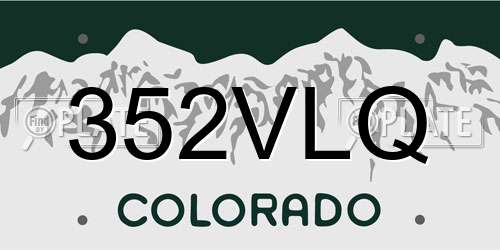 352VLQ Colorado License Plate