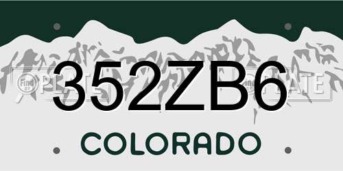 352ZB6 Colorado License Plate