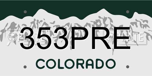 353PRE Colorado License Plate