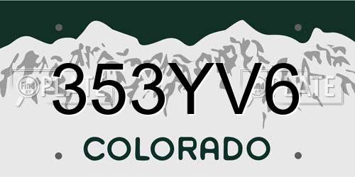 353YV6 Colorado License Plate