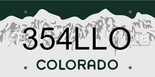 354LLO Colorado License Plate