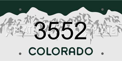 3552 Colorado License Plate