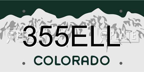 355ELL Colorado License Plate
