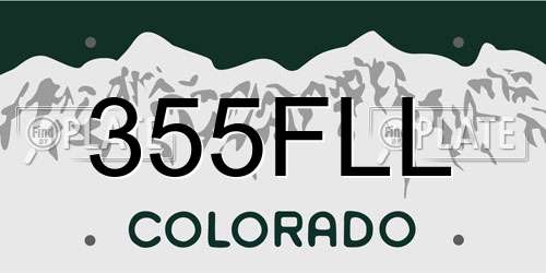 355FLL Colorado License Plate