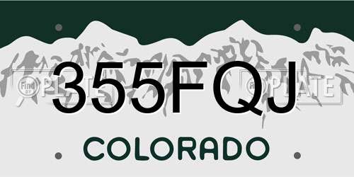 355FQJ Colorado License Plate