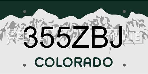 355ZBJ Colorado License Plate
