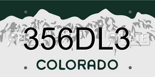 356DL3 Colorado License Plate