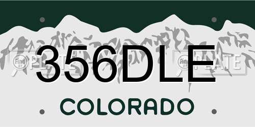 356DLE Colorado License Plate