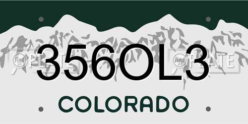 356OL3 Colorado License Plate