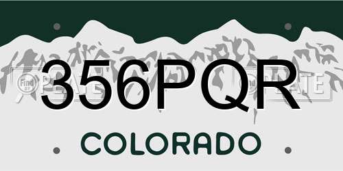 356PQR Colorado License Plate