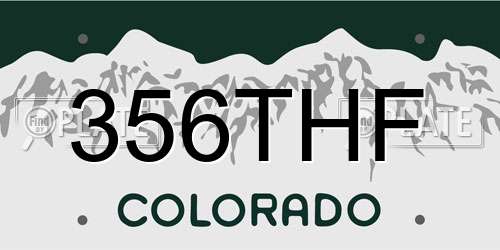 356THF Colorado License Plate