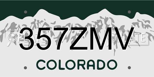 357ZMV Colorado License Plate