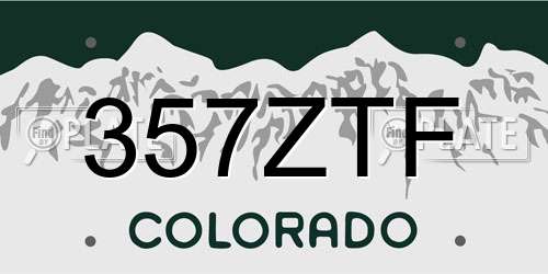 357ZTF Colorado License Plate