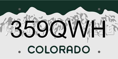 359QWH Colorado License Plate