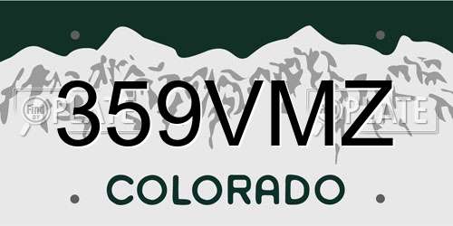 359VMZ Colorado License Plate