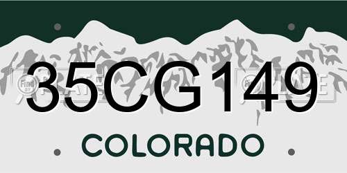 35CG149 Colorado License Plate