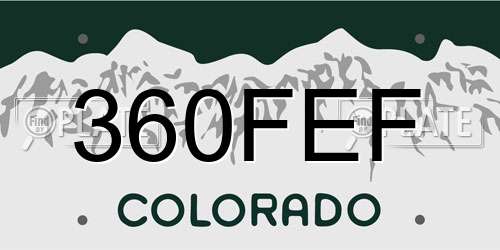 360FEF Colorado License Plate