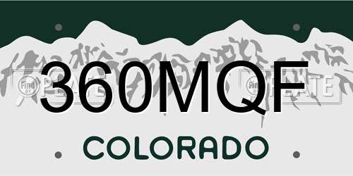 360MQF Colorado License Plate