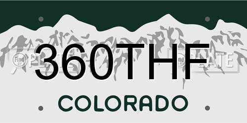 360THF Colorado License Plate