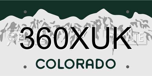 360XUK Colorado License Plate
