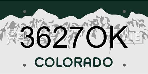 3627OK Colorado License Plate