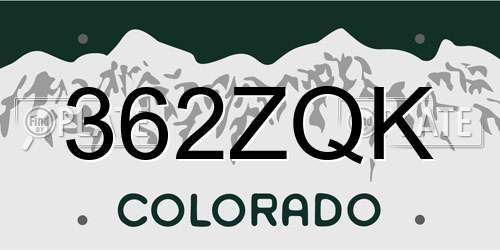 362ZQK Colorado License Plate