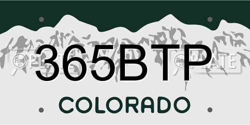 365BTP Colorado License Plate