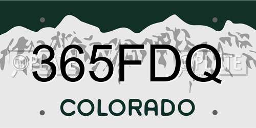 365FDQ Colorado License Plate