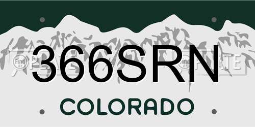 366SRN Colorado License Plate