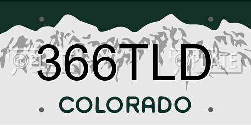 366TLD Colorado License Plate