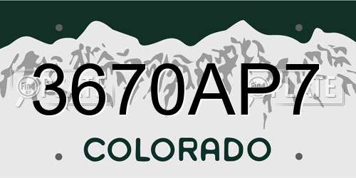 3670AP7 Colorado License Plate