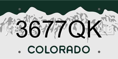 3677QK Colorado License Plate