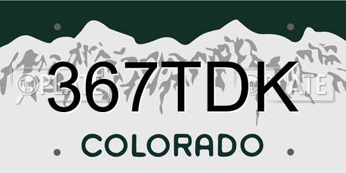 367TDK Colorado License Plate