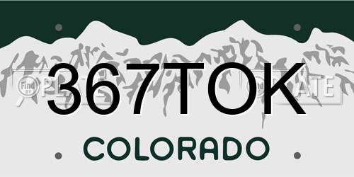 367TOK Colorado License Plate