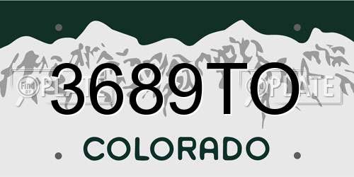 3689TO Colorado License Plate