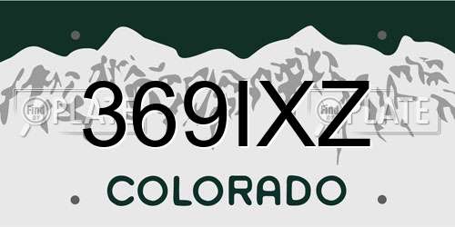 369IXZ Colorado License Plate