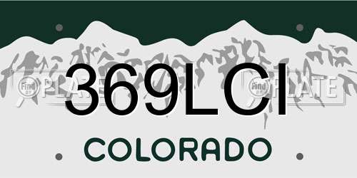 369LCI Colorado License Plate