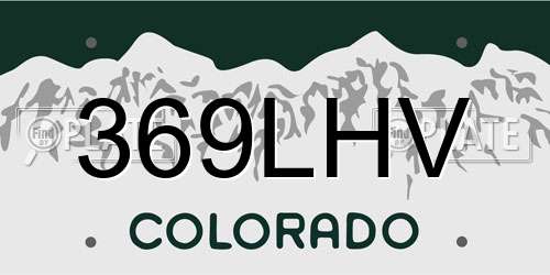 369LHV Colorado License Plate
