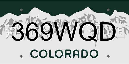 369WQD Colorado License Plate