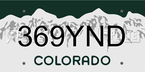 369YND Colorado License Plate
