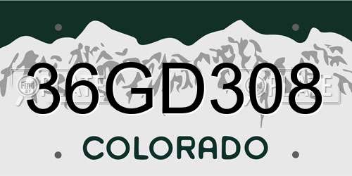 36GD308 Colorado License Plate